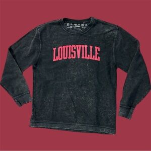 Minimalist Louisville Cardinals U of L Black Cotton Ribbed Sweatshirt